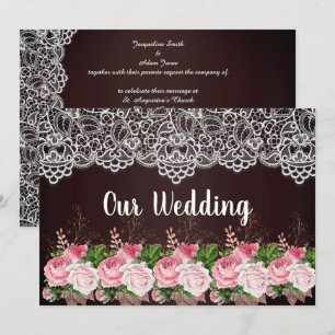 Invitation Étonnant Arrière - plan noir rose Mariage de dente
