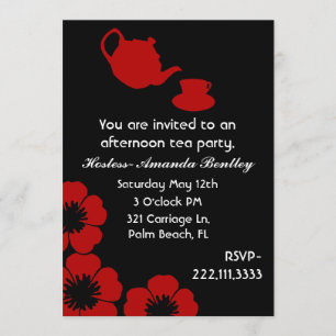 Invitation étonnante à la soirée thé noir et rouge