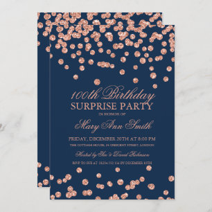 Invitation Étonnez bleu marine rose de parties scintillantes