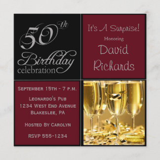 Invitation Étonnez la cinquantième fête d'anniversaire