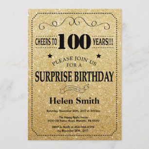 Invitation Étonnez le 100th noir d'anniversaire et parties