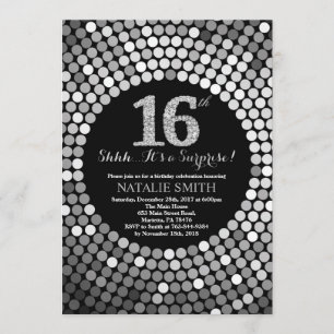 Invitation Étonnez le 16èmes noir d'anniversaire et parties
