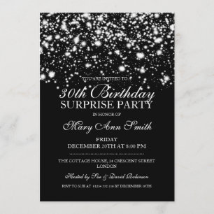 Invitation Étonnez le charme de minuit du 30ème argent de