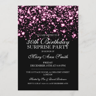 Invitation Étonnez le charme de minuit du 30ème rose de fête