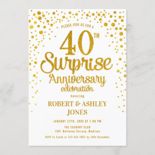 Invitation Étonnez le quarantième anniversaire de mariage -