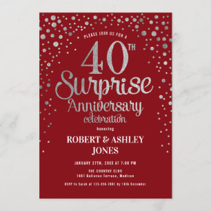 Invitation Étonnez le quarantième anniversaire - rouge et