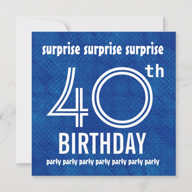Invitation ÉTONNEZ le quarantième blanc bleu H421 de fête (Devant)