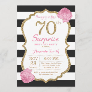 Invitation Étonnez le soixante-dixième or de noir de rose