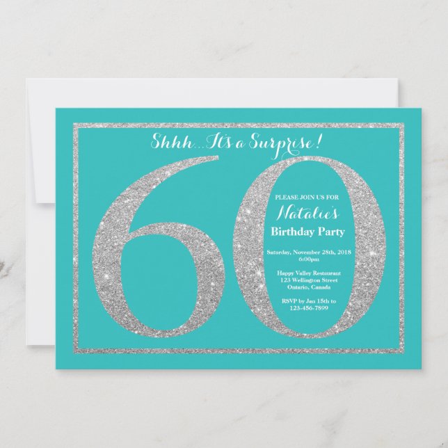 Invitation Étonnez le soixantième anniversaire Teal et les (Devant)