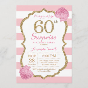 Invitation Étonnez le soixantième rose et l'or d'invitation