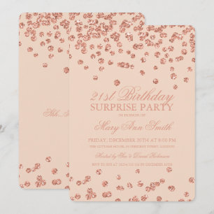 Invitation Étonnez l'or rose du 21ème anniversaire rougissent