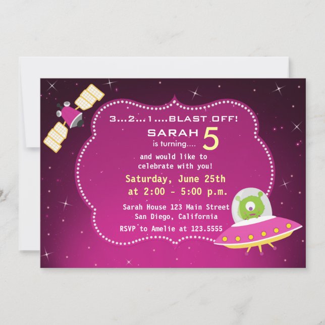 Invitation étrangère de fête d'anniversaire de (Devant)
