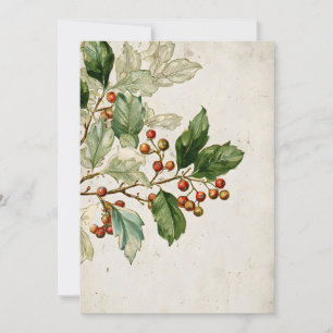 Invitation Étude Botanique Holly Leaf Élégant État saisonni