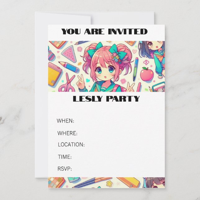 Invitation étudiant en anime (Dos)
