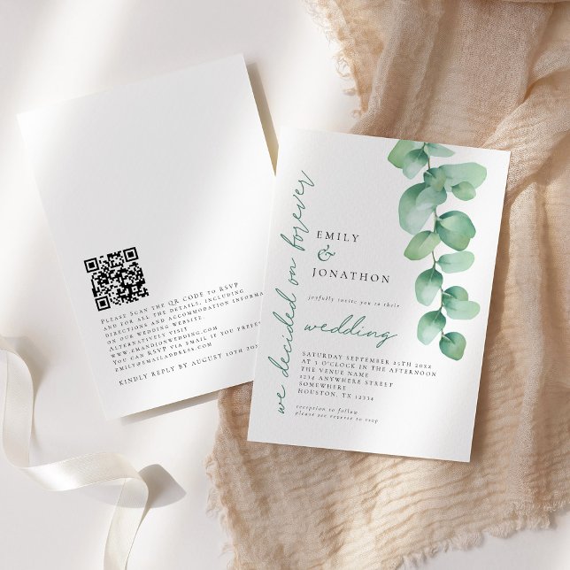 Invitation Eucalyptus a décidé sur Forever QR Code Mariage (Créateur téléchargé)