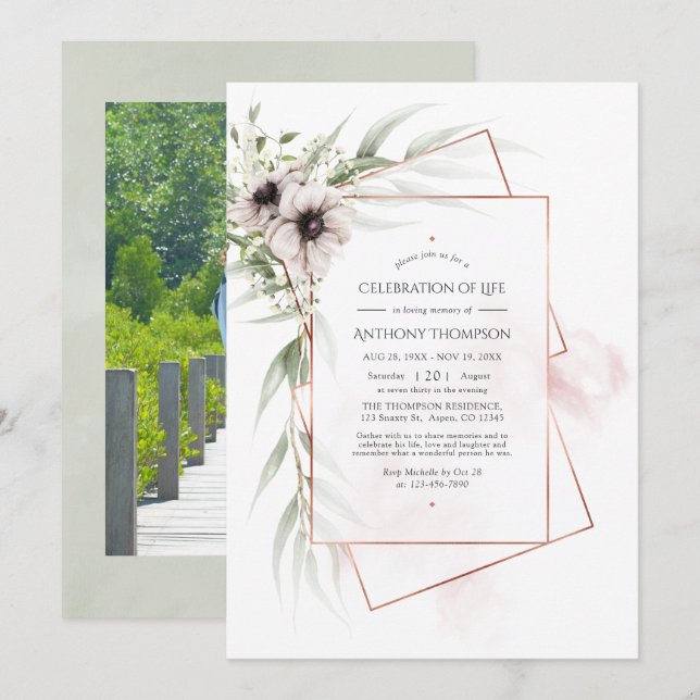 Invitation Eucalyptus Anémonique Célébration géométrique de l (Devant / Derrière)