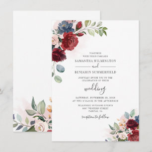 Invitation Eucalyptus Aquarelle Dusty Bleu Mariage botanique