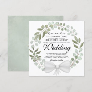 Invitation Eucalyptus aquarelle et Mariage de couronne de feu