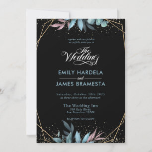 Invitation Eucalyptus Aquarelle Or encadré Mariage Budget