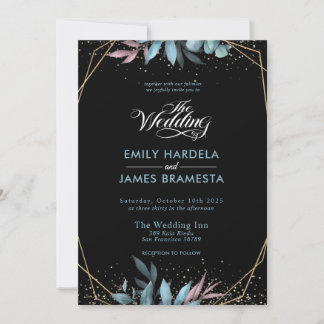 Invitation Eucalyptus Aquarelle Or encadré Mariage Budget