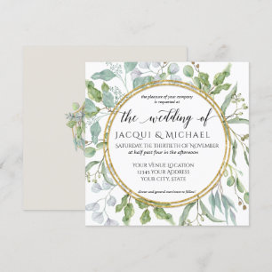 Invitation Eucalyptus Aquarelle Vert Blanc Vert Vert Mariage