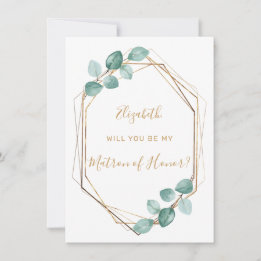 Invitation Eucalyptus Aquarelle Vert Or Matron Honor