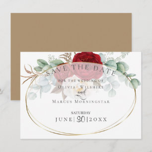Invitation Eucalyptus aux pivoines rouges et blanches