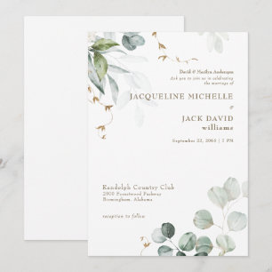 Invitation Eucalyptus blanc Élégance mariée parents Mariage