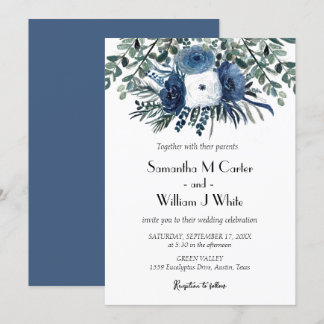Invitation Eucalyptus bleu rustique