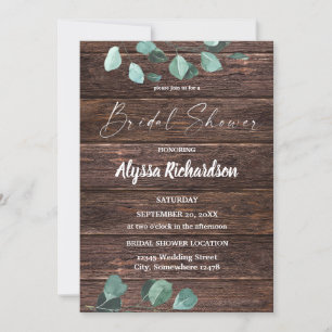 Invitation Eucalyptus & Bois Fête des mariées verte