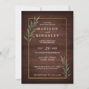Invitation Eucalyptus Bois Rectangle de mur Mariage moderne