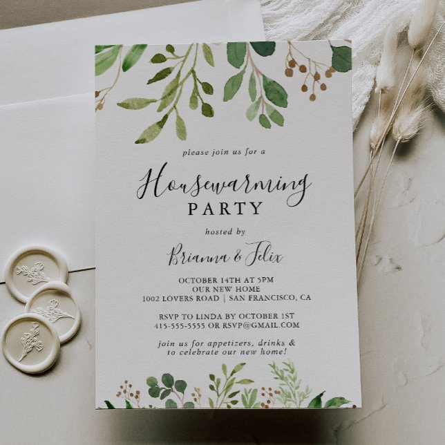 Invitation Eucalyptus Brun simple Fleur Faisant chaud (Créateur téléchargé)