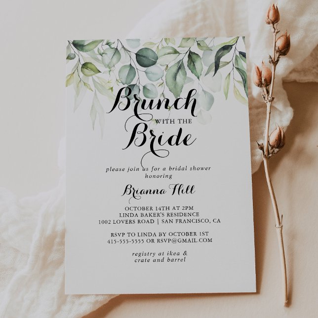 Invitation Eucalyptus Brunch avec la douche de mariée (Créateur téléchargé)