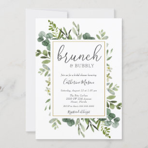 Invitation Eucalyptus Brunch et Fête des mariées Bubbly