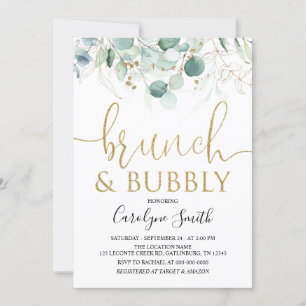 Invitation Eucalyptus Brunch et Fête des mariées Bubbly
