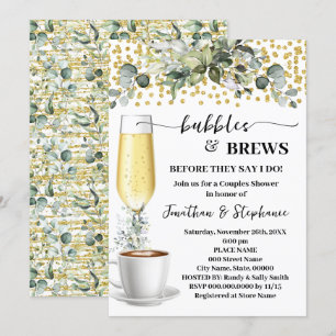 Invitation Eucalyptus Bubbles & Brews Fête des mariées café