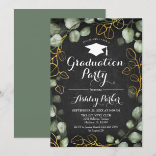 Invitation Eucalyptus Chalkboard Wreath Graduation Party