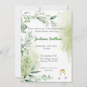 Invitation Eucalyptus Champagne Brunch Fête des mariées invit