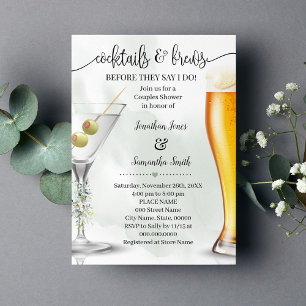 Invitation Eucalyptus Cocktails & Brews Couples Douche