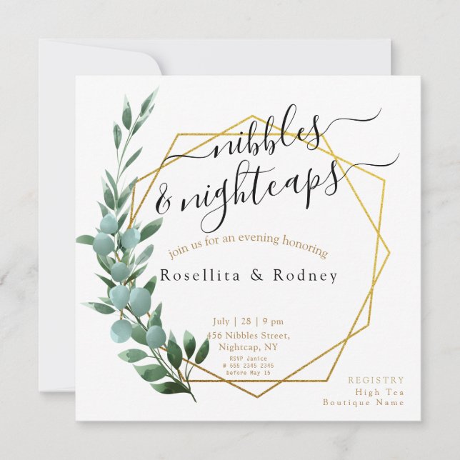 Invitation Eucalyptus Couples Wedding shower Élégance unique (Devant)