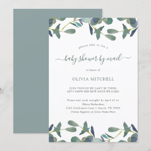 Invitation Eucalyptus Crest Green Feuilles Baby shower par co