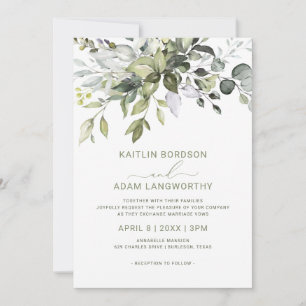 Invitation Eucalyptus de mariage verdure aquarelle Herbal