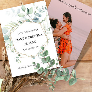 Invitation Eucalyptus Design Enregistrer La Date Photo Faire-