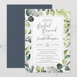 Invitation Eucalyptus élégant avec la Fête de la mariée de