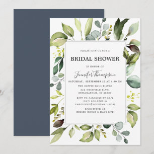 Invitation Eucalyptus élégant avec la Fête de la mariée de