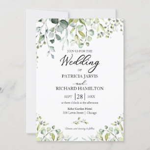 Invitation Eucalyptus Elégant Mariage de verdure