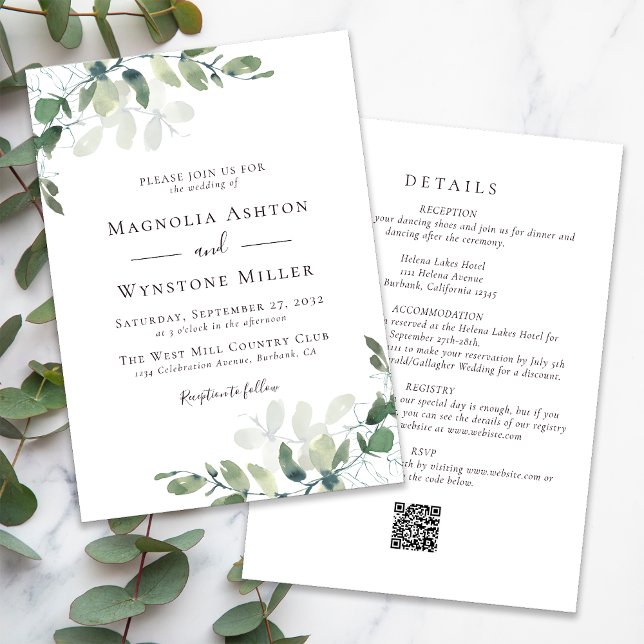 Invitation Eucalyptus en un seul Mariage (Créateur téléchargé)