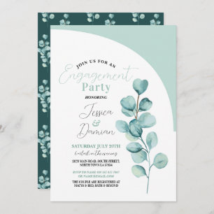 Invitation Eucalyptus Engagement Party Couples Feuilles de do