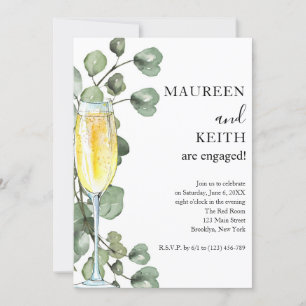 Invitation Eucalyptus et Champagne Engagement Party Invitati