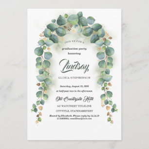 Invitation Eucalyptus et Gold Greenery
